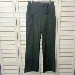 H&M High Waist Wide Leg Sailor Button Pants Size 6 Gray